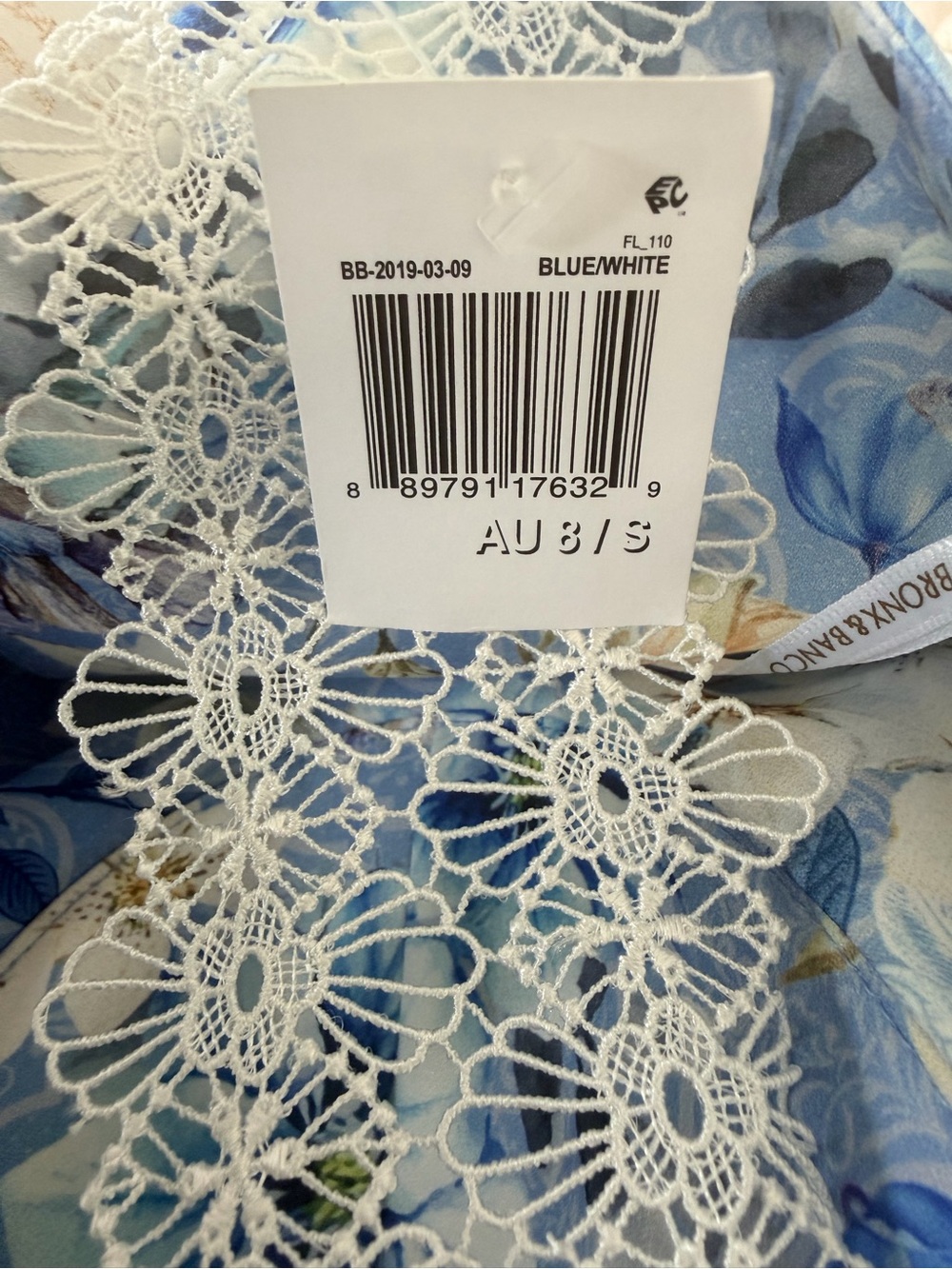 Bronx and Banco Blue Floral Lace-Trim Midi Dress - Picture 3 of 4